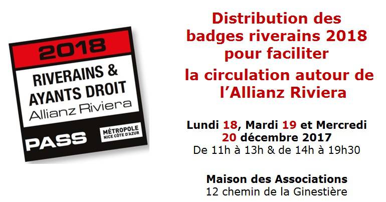 Allianz Riviera \: Distribution des badges riverains 2018