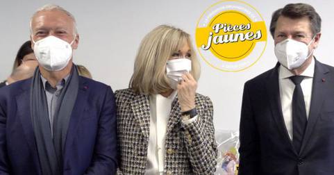 Visite de Brigitte Macron et Didier Deschamps au CE2P dans le cadre des Pièces Jaunes