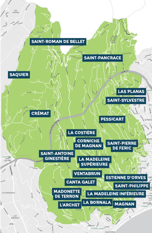 ...Carte du territoire Collines Niçoises