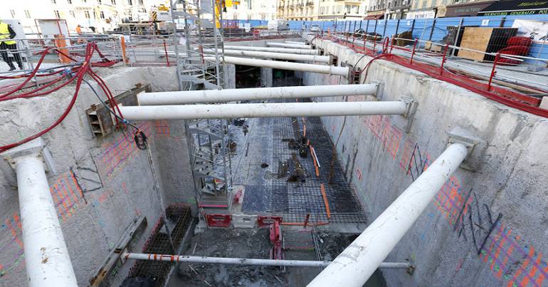 Tramway : construction de la station souterraine Durandy
