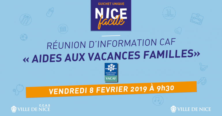 réunion d'information CAF "aides aux vacances familles" vendredi 8 février à 9h30