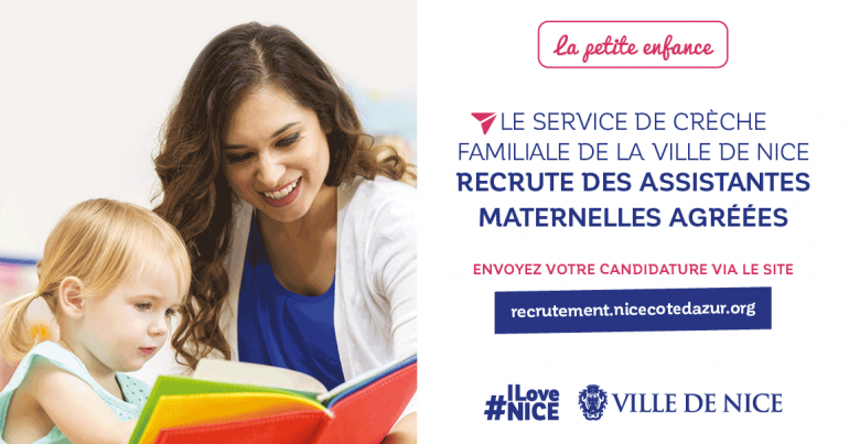 Le service de crèche familiale de la Ville de Nice recrute \!