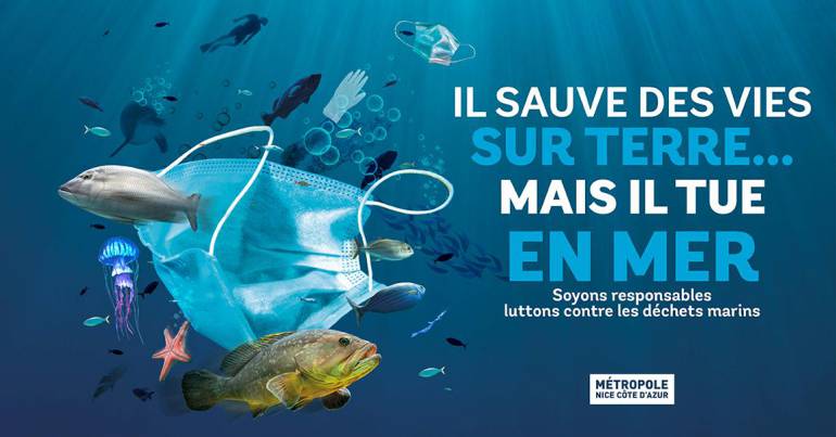 Masques \: nouvelle source de pollution marine