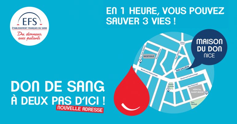 Don du sang - nouvelle adresse, en 1h vous pouvez sauver trois vies