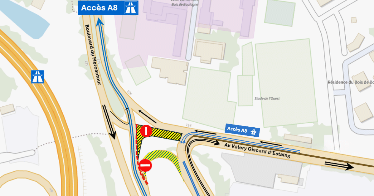 Sortie Ouest de la Voie Mathis \: Modification de circulation préalables à la mise en service